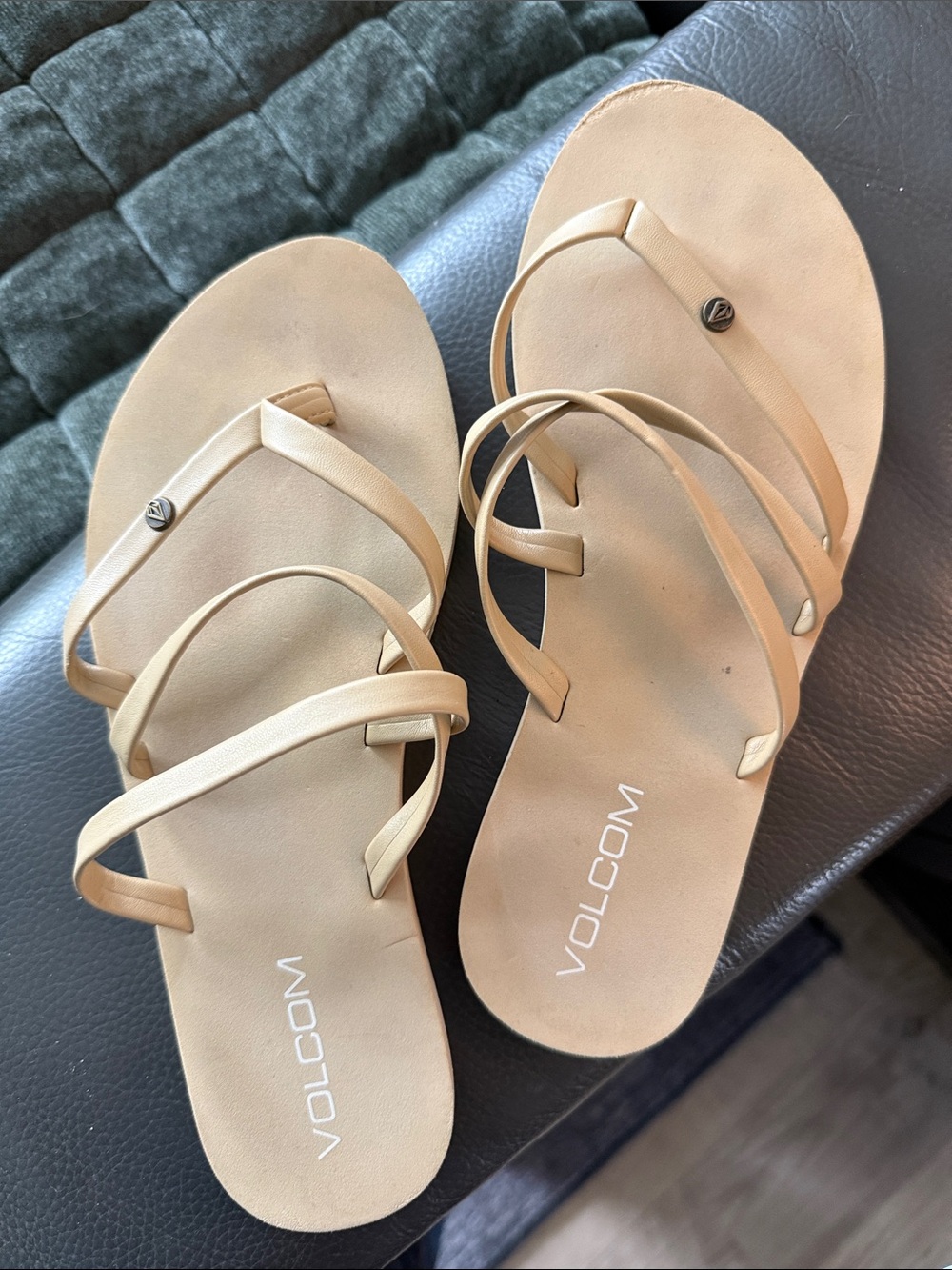 Volcom Women's Tan Multi-Strap Slide Sandals